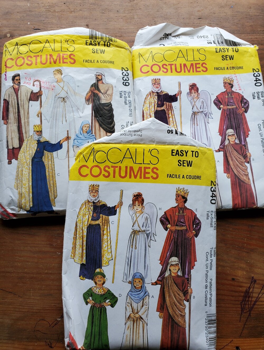 McCalls 2339 2340 Christmas Nativity Costume Sewing Patterns Lot Kids Adult Xs